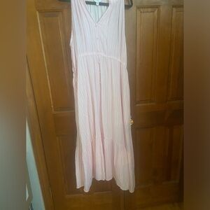 Beautiful summer maxi dress. Pink with white stripes. XXXL (22)